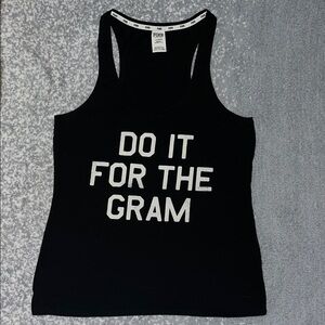 PINK Black Graphic Tank Top